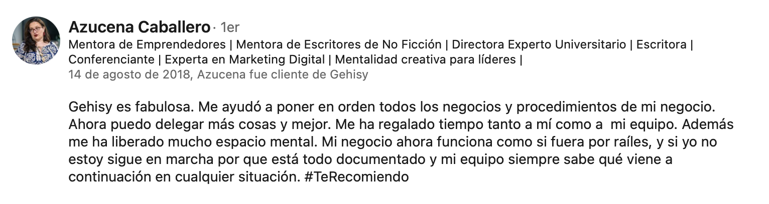 Recomendación de LinkedIn